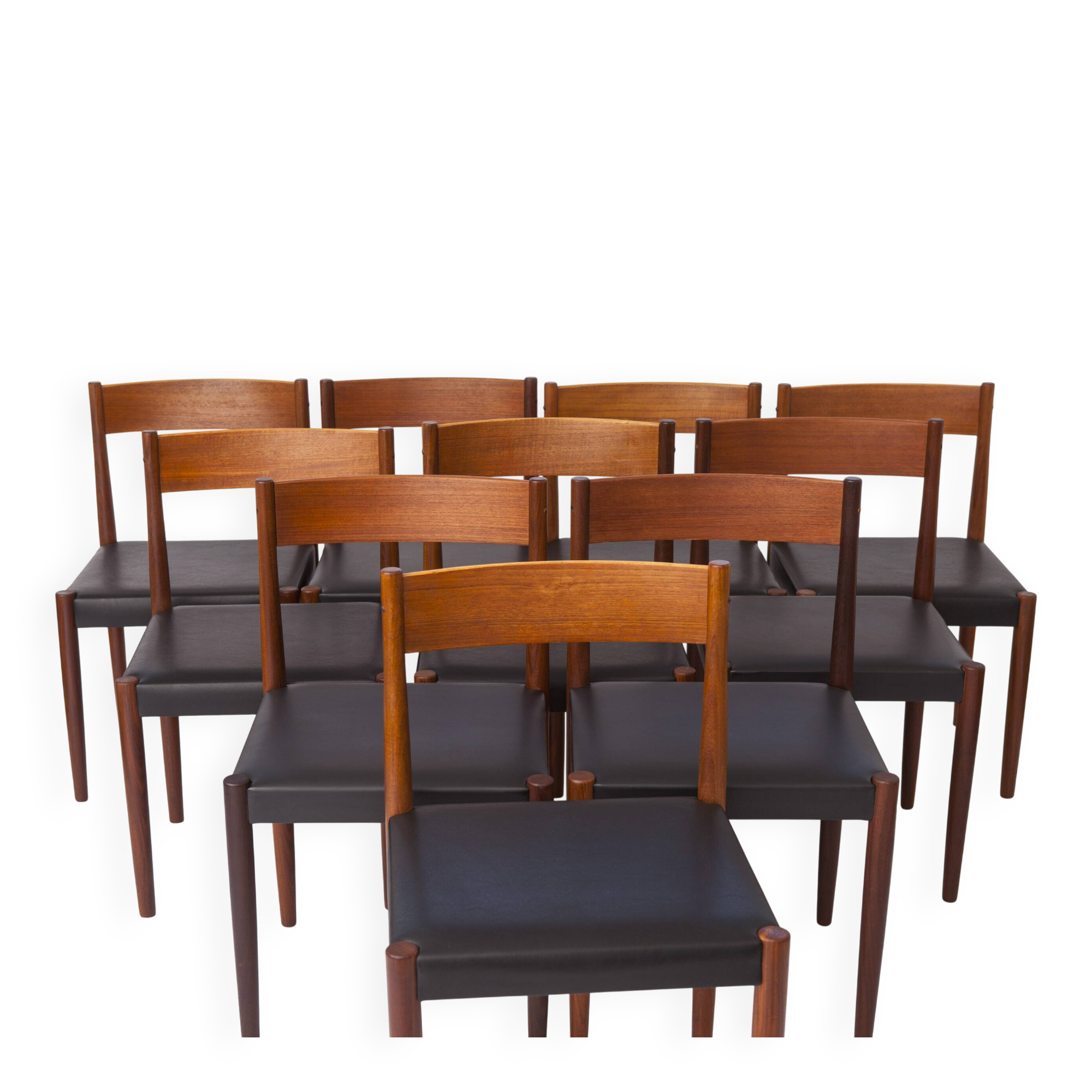 Set of 10 Poul M. Volther Teak Dining Chairs for Frem Røjle, Denmark, 1960s