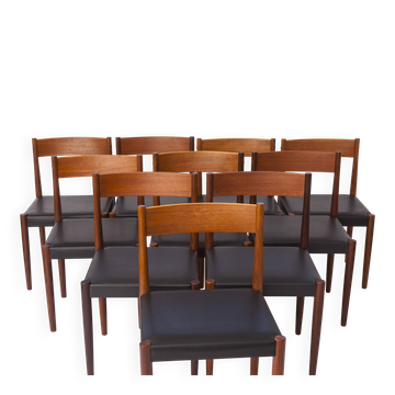 Set of 10 Poul M. Volther Teak Dining Chairs for Frem Røjle, Denmark, 1960s