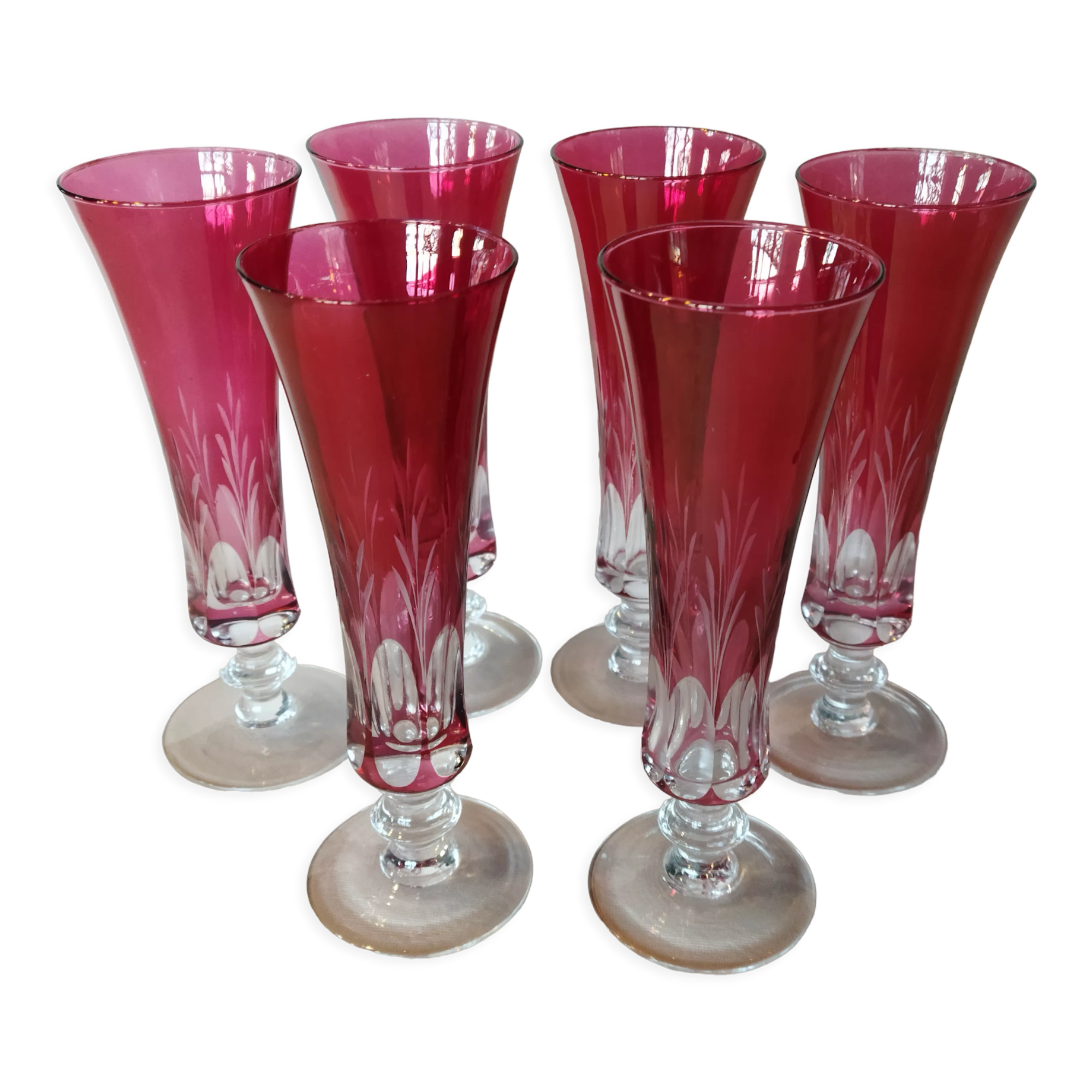 6 vintage champagne flutes