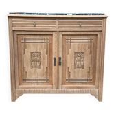 Parisian buffet in Art Deco style, renovated in raw solid oak and terrazzo marble 193.