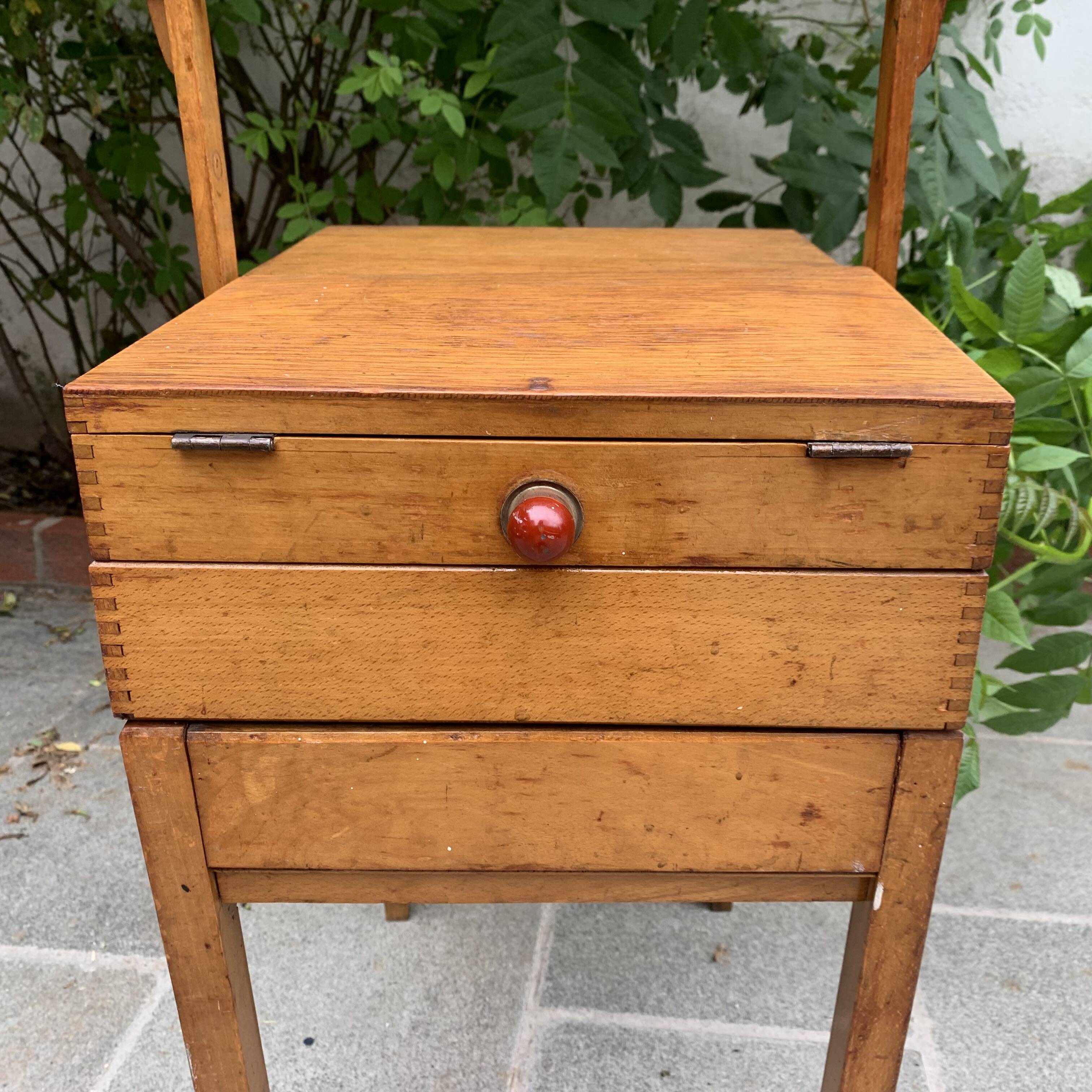 Old large wooden worker - Torck sewing box
