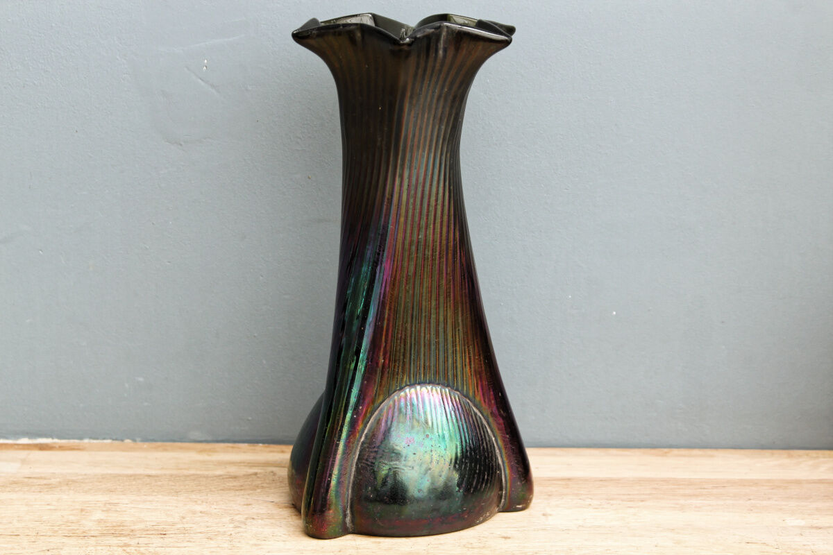 Iridescent glass vase