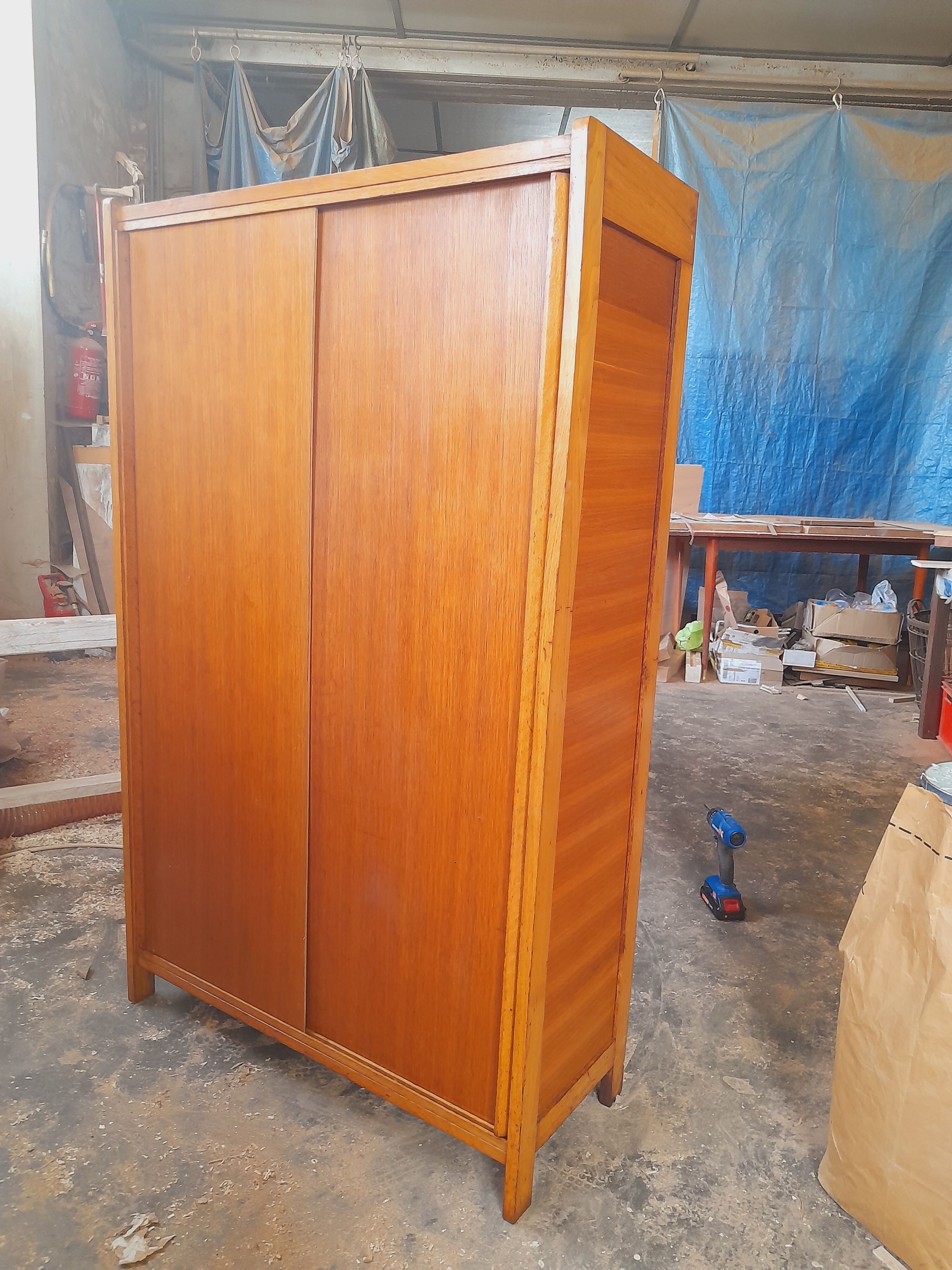 Vintage light sliding cabinet 50s