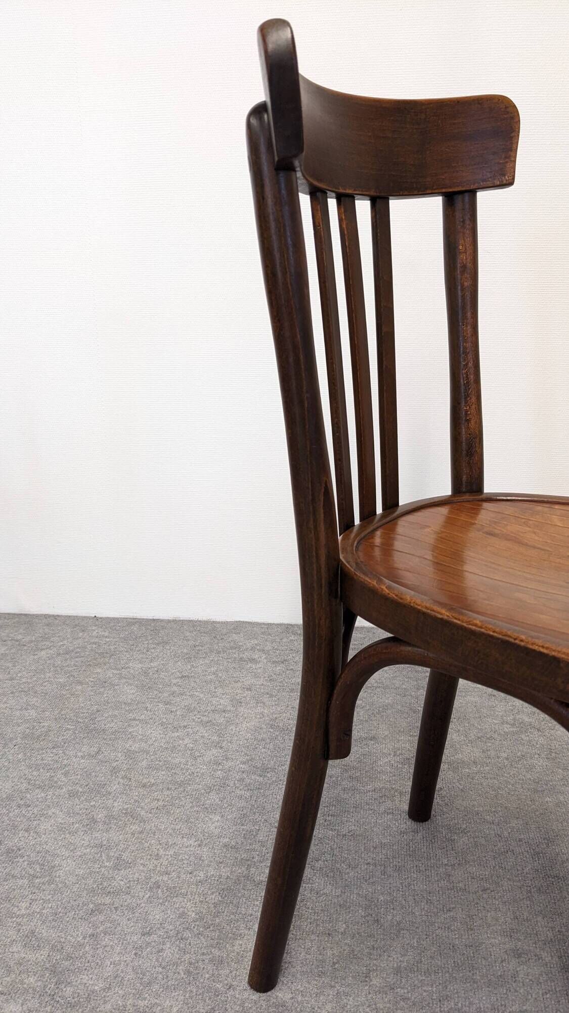 Set of 4 Baumann bistro chairs in bent beech, France circa 1930.