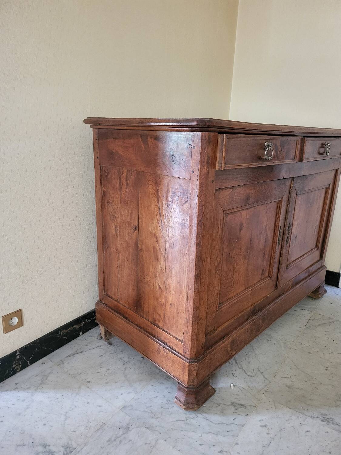 Antique solid wood sideboard – 2 drawers, 2 doors – natural patina