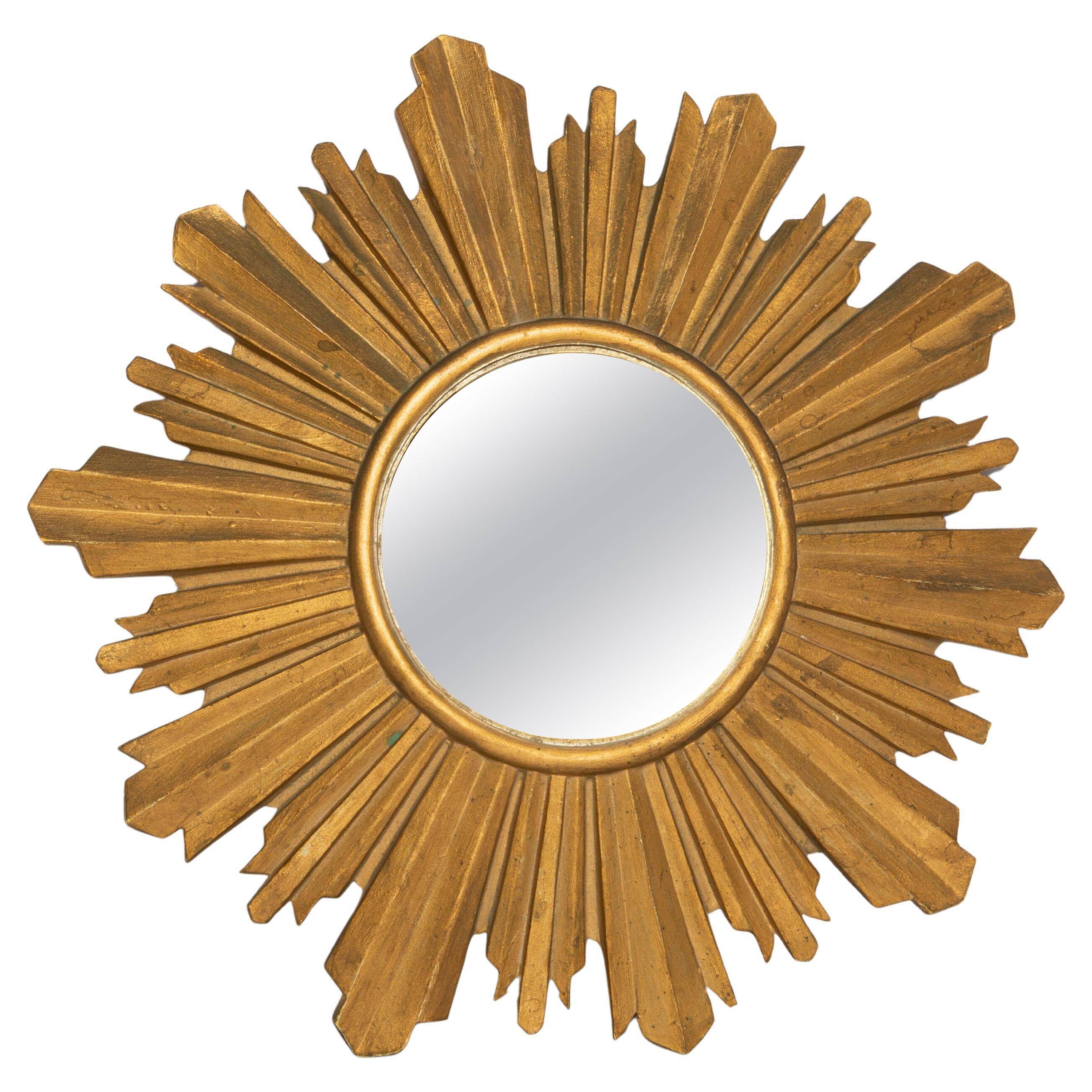 Mid-century modern Italian golden sun mirror, 1960s