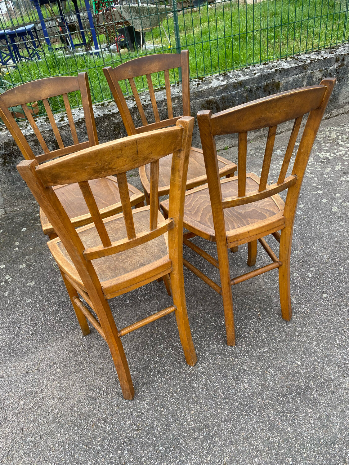 Set de 4 chaises en hêtre bistrot