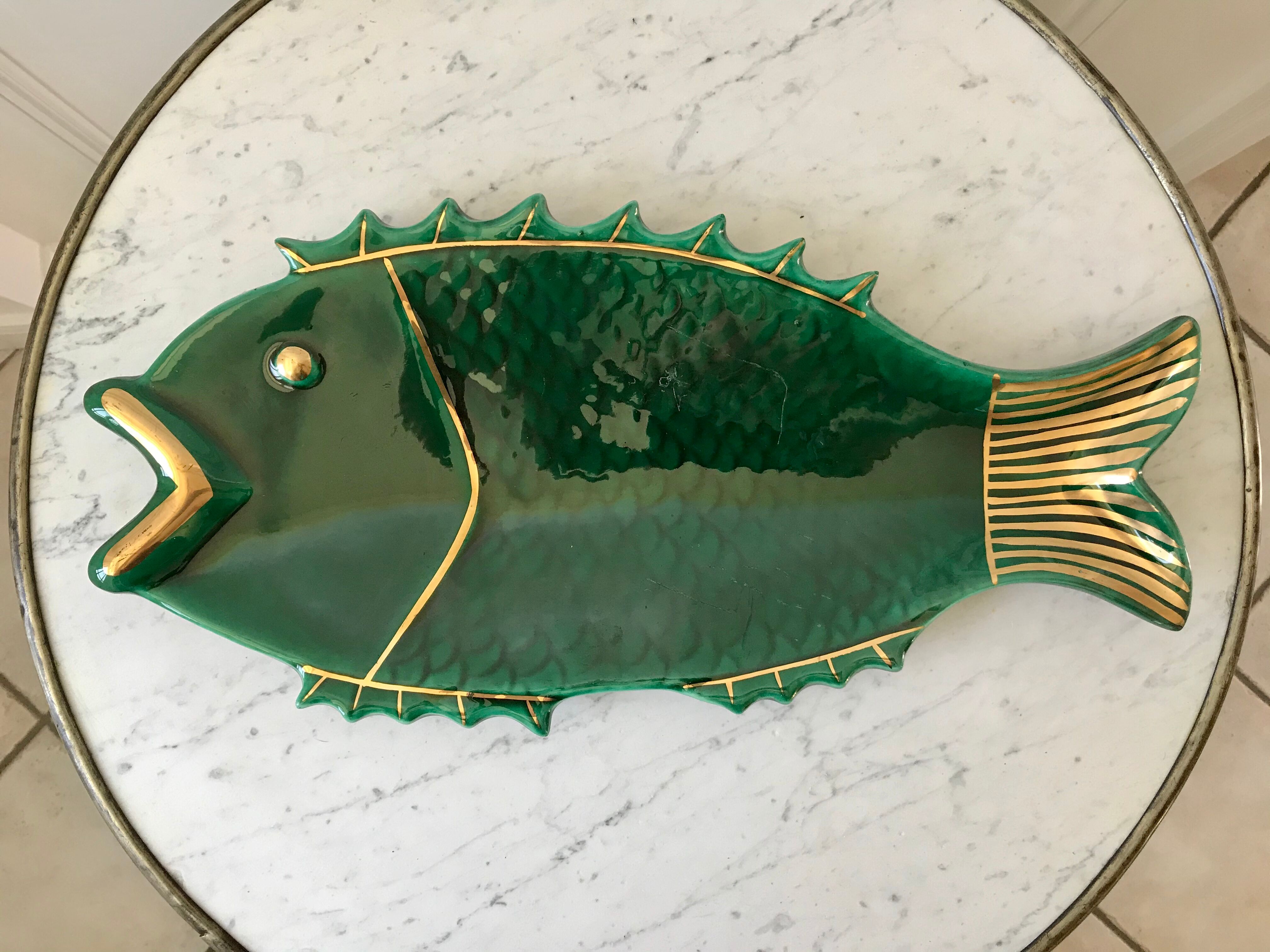 Fish dish in green and golden slurry 50s