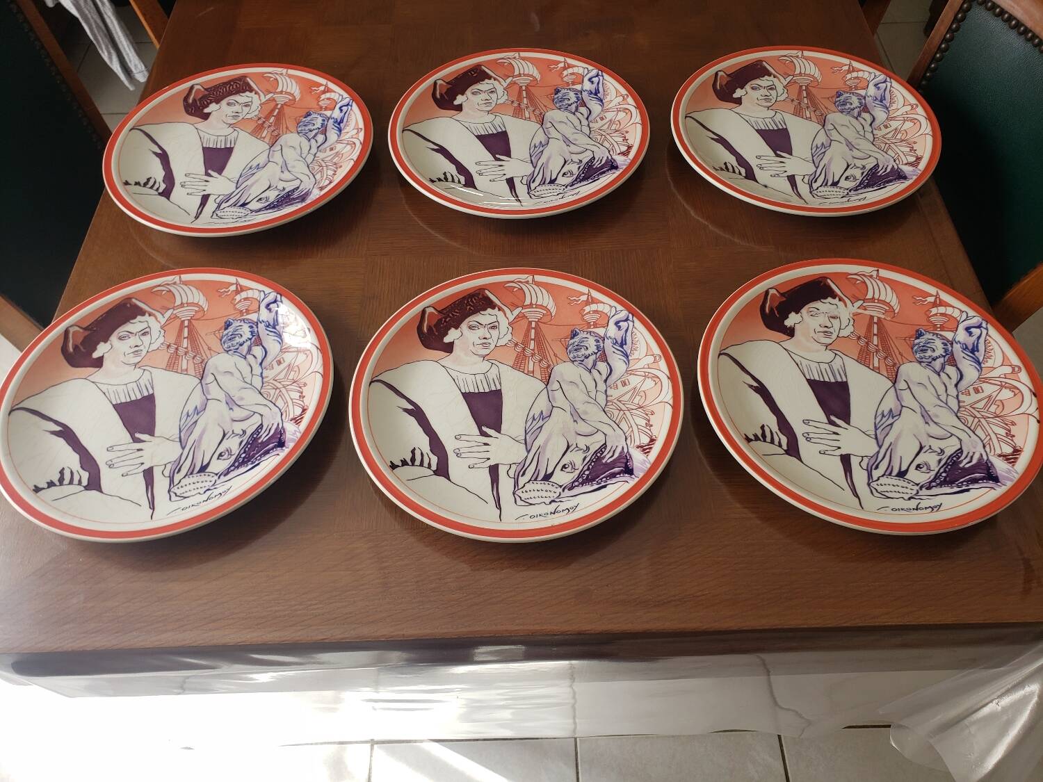 6 vintage plates