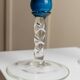 Azure Blue Murano Glass Vase XL, Fluted Beaded Silhouette, 1960s Hollywood Regency