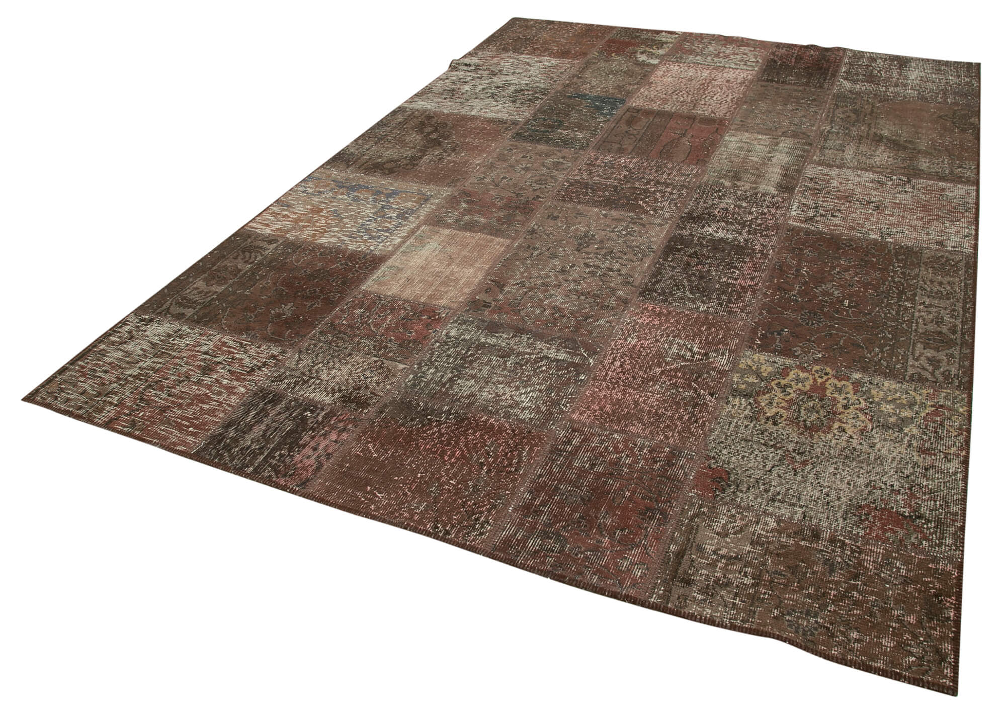 Handwoven turkish 203 cm x 300 cm brown patchwork rug