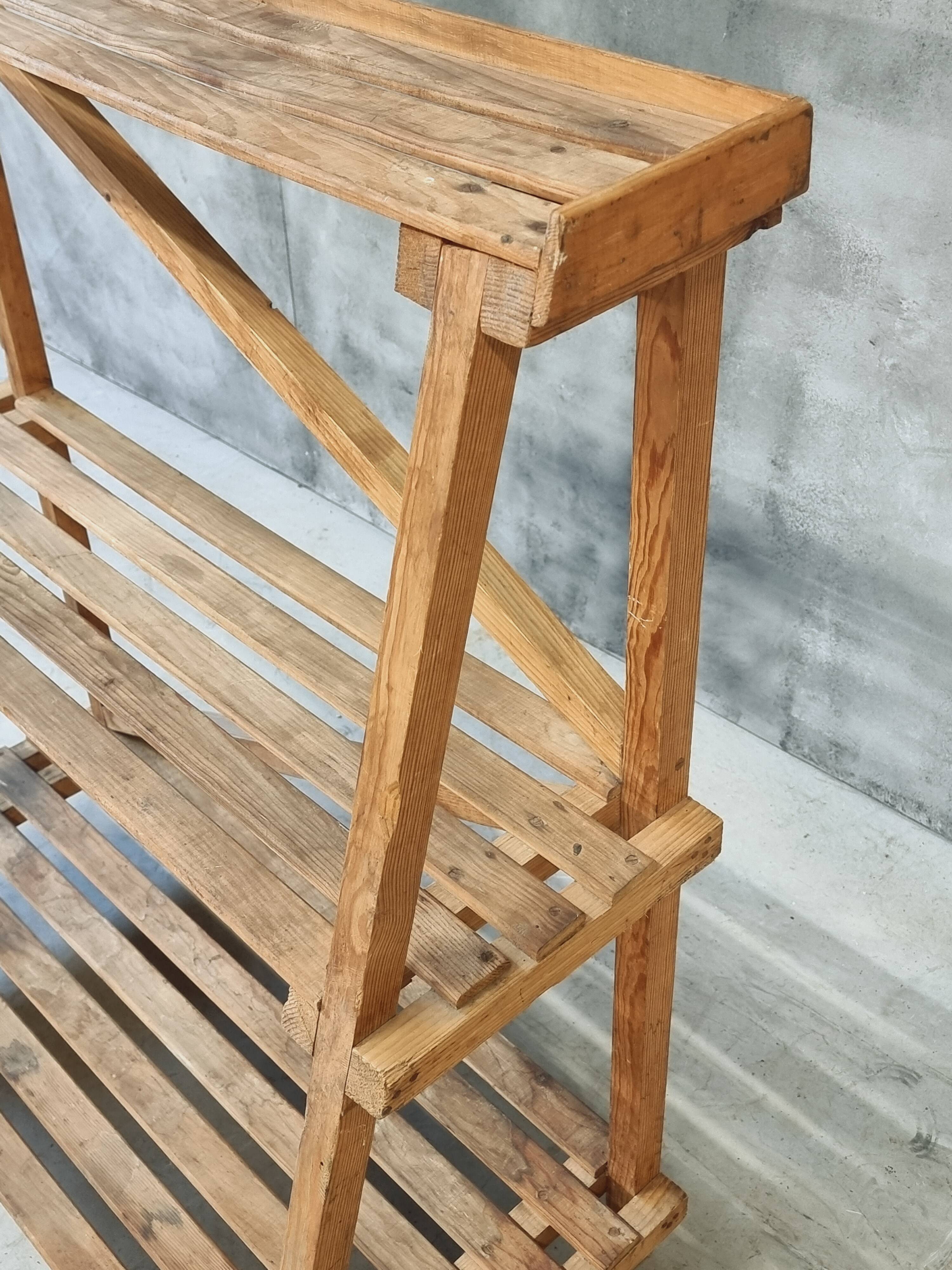 Plant shelf made of old pine wood