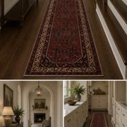 Tapis couloir oriental long, vintage Herati en laine tissé à la main, 85 x 420.