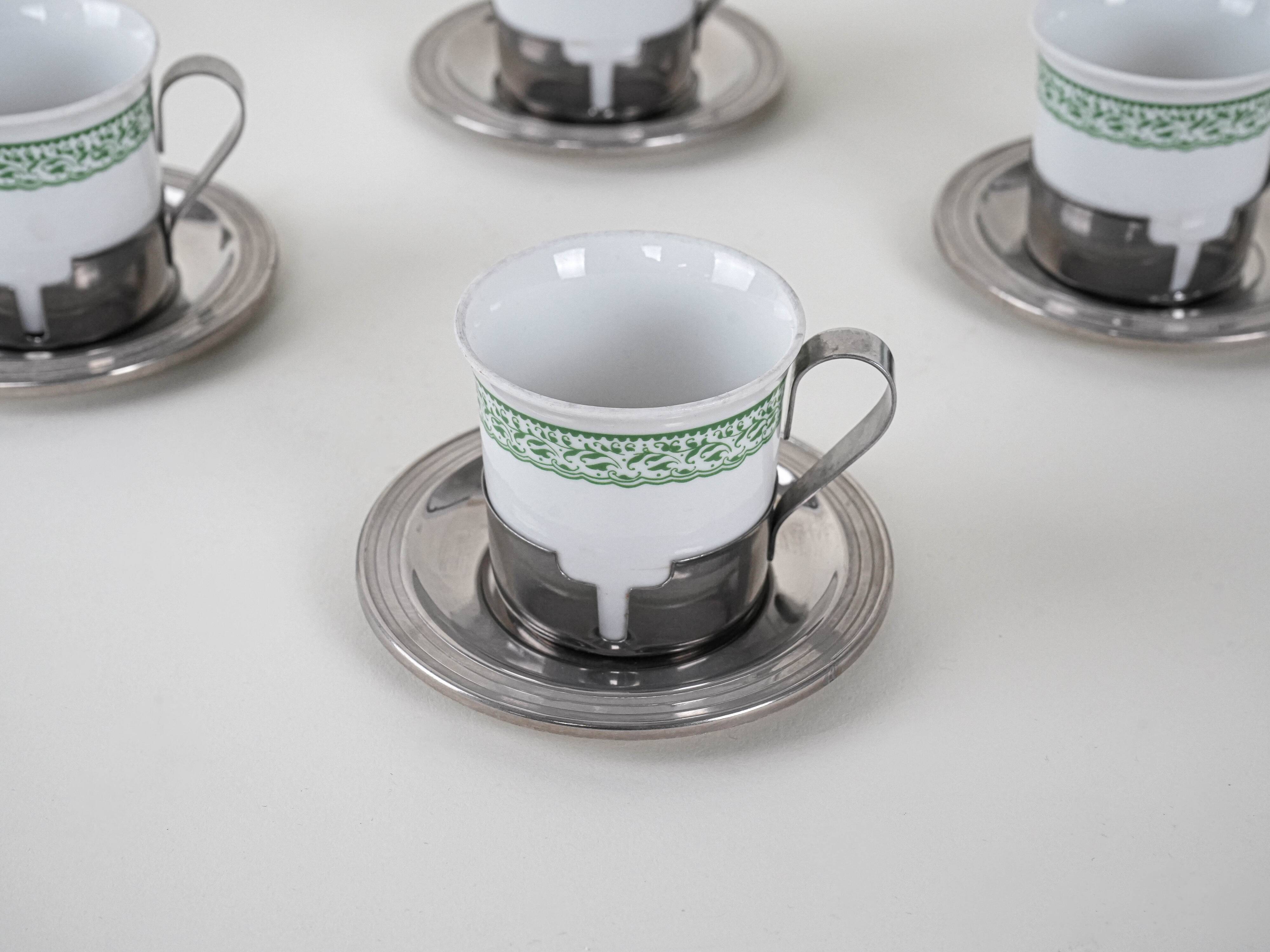 Set of espresso cups, Italian design, 1980s, made in Italy