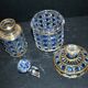 Baccarat bottle and box, antique diamond gemstones in moulded crystal, signed.