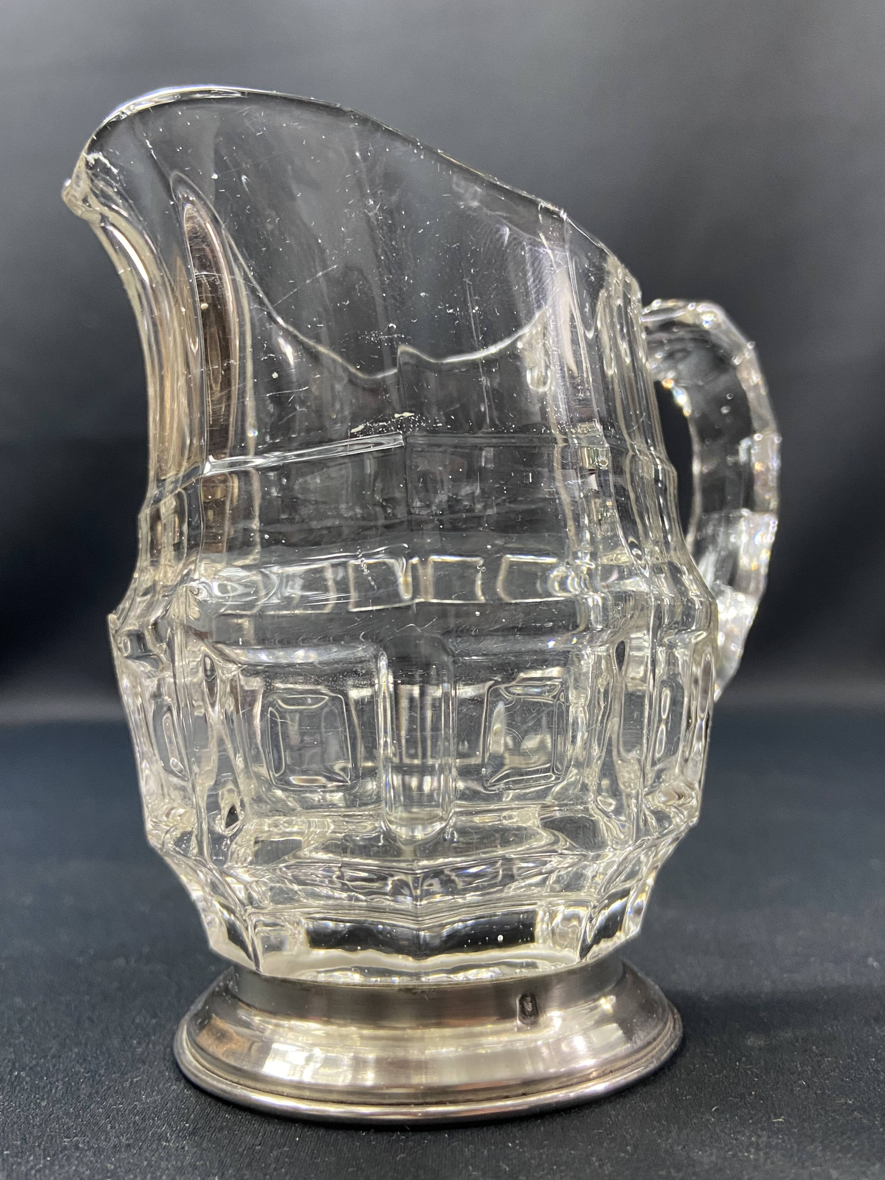 Glass milk jug on solid silver mount, Minerva 1st title
