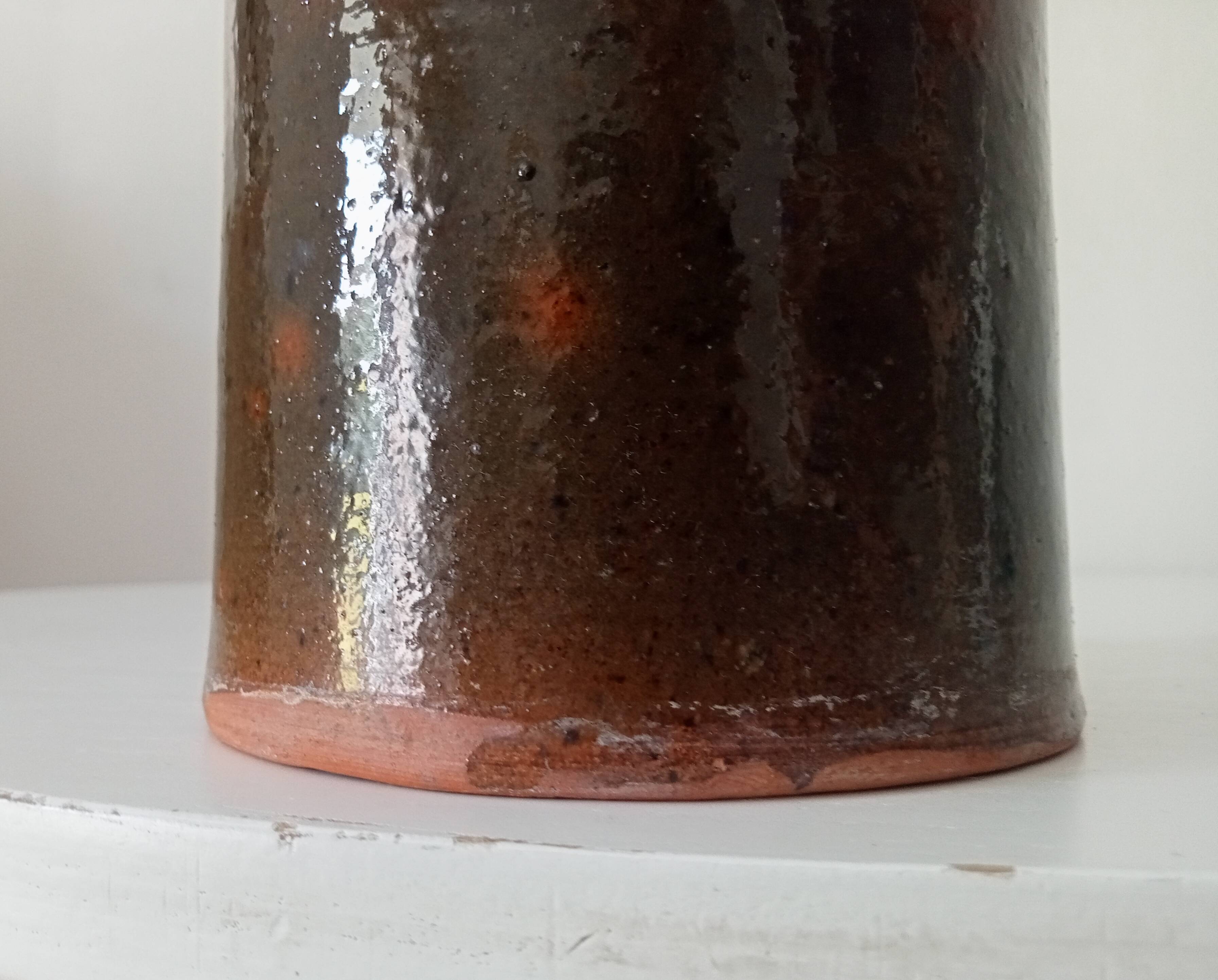 Vase rouleau vintage en grès années 50