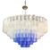 Grand lustre en verre de Murano "Tronchi" transparent et bleu de style Venini