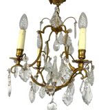 Lustre en bronze à pampilles (cristal)