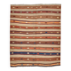 Tapis Kilim beige et bleu marine 4x5, motif ethnique, 120x146 cm
