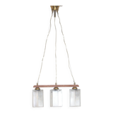 Teak, brass and glass pendant light, Denmark, 1970s