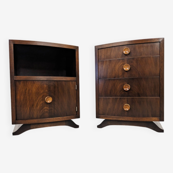 Pair of Art Deco rosewood bedside tables circa 1930
