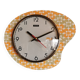 Vintage formica clock silent asymmetrical wall pendulum "DMS green orange"