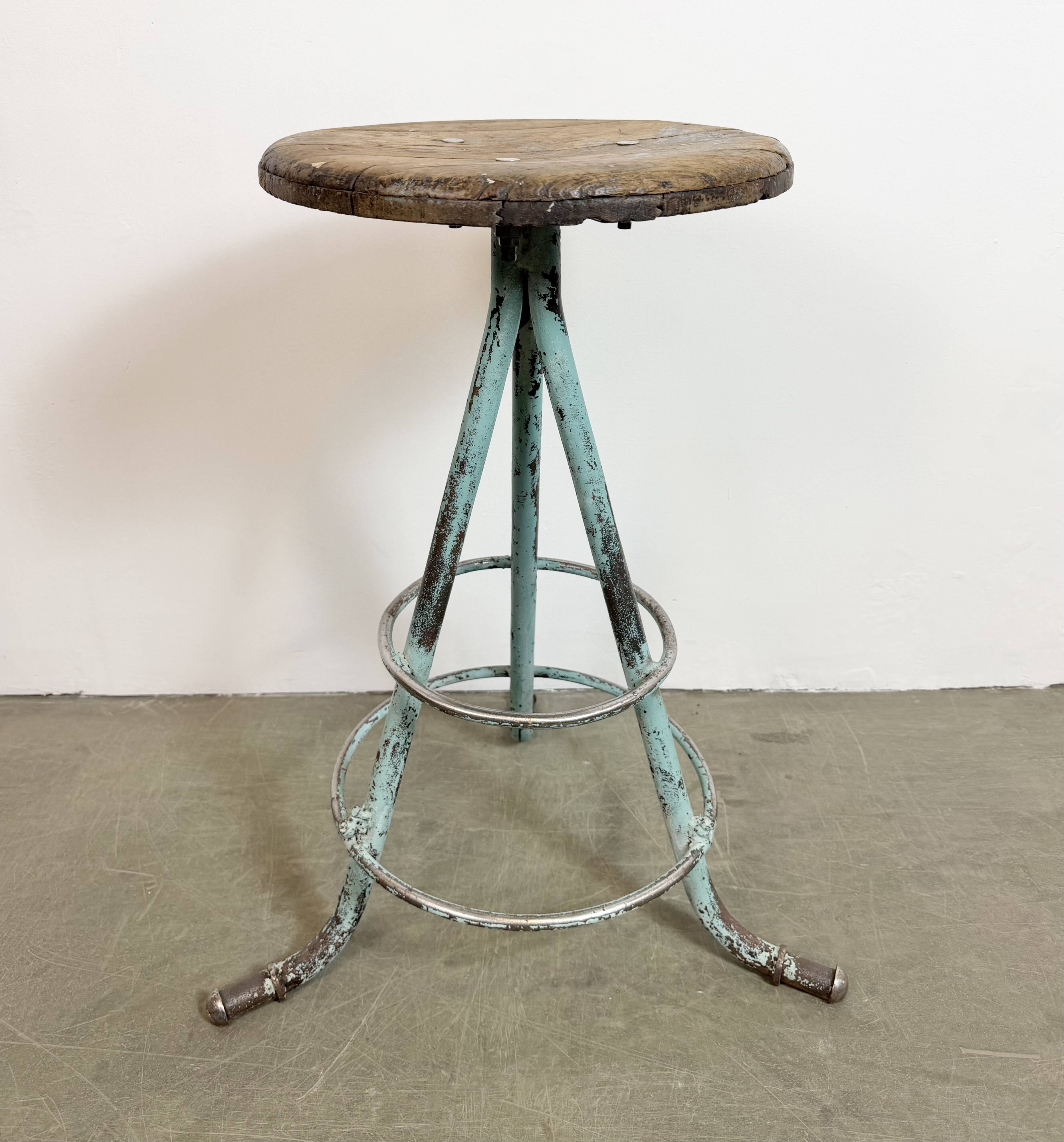 Green Industrial Workshop Stool, 1960s