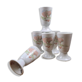 Lot de 6 mazagrans en porcelaine vintage L’Hirondelle Ombellia, décor exclusif