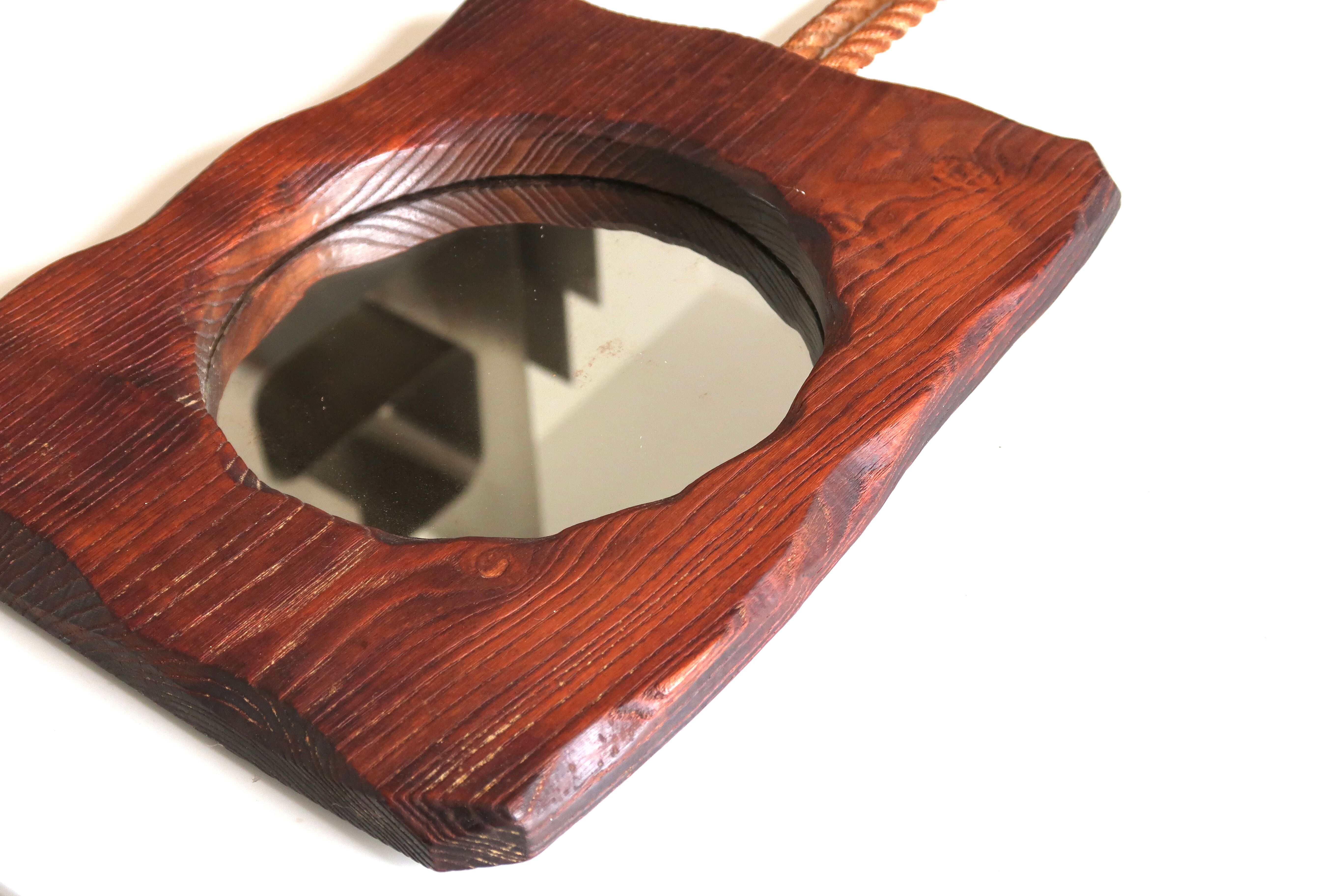 Free-form wooden mirror, 70s