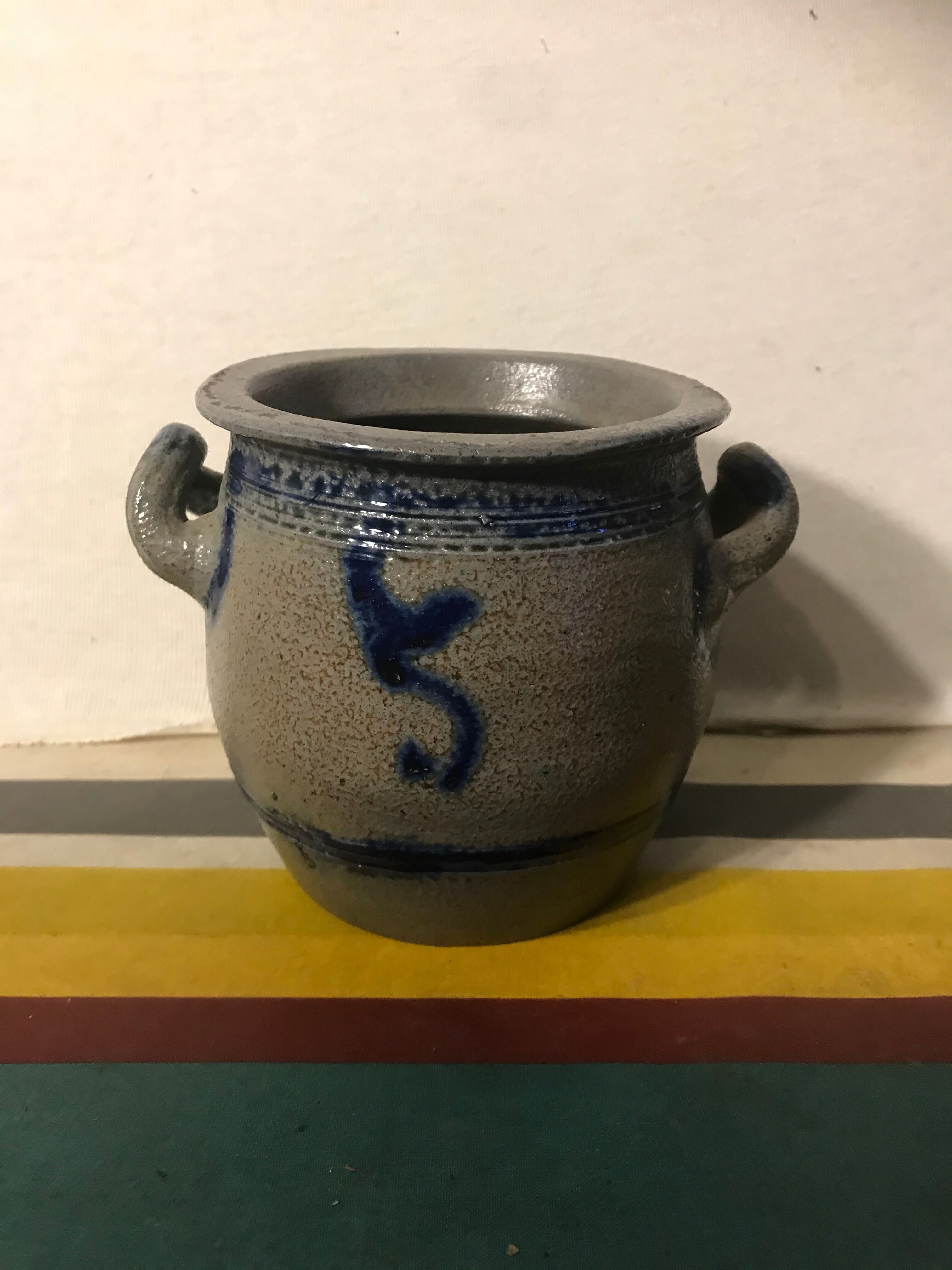 Lot 5 old blue sandstone 3 pots - carafe - vintage decoration tonneau