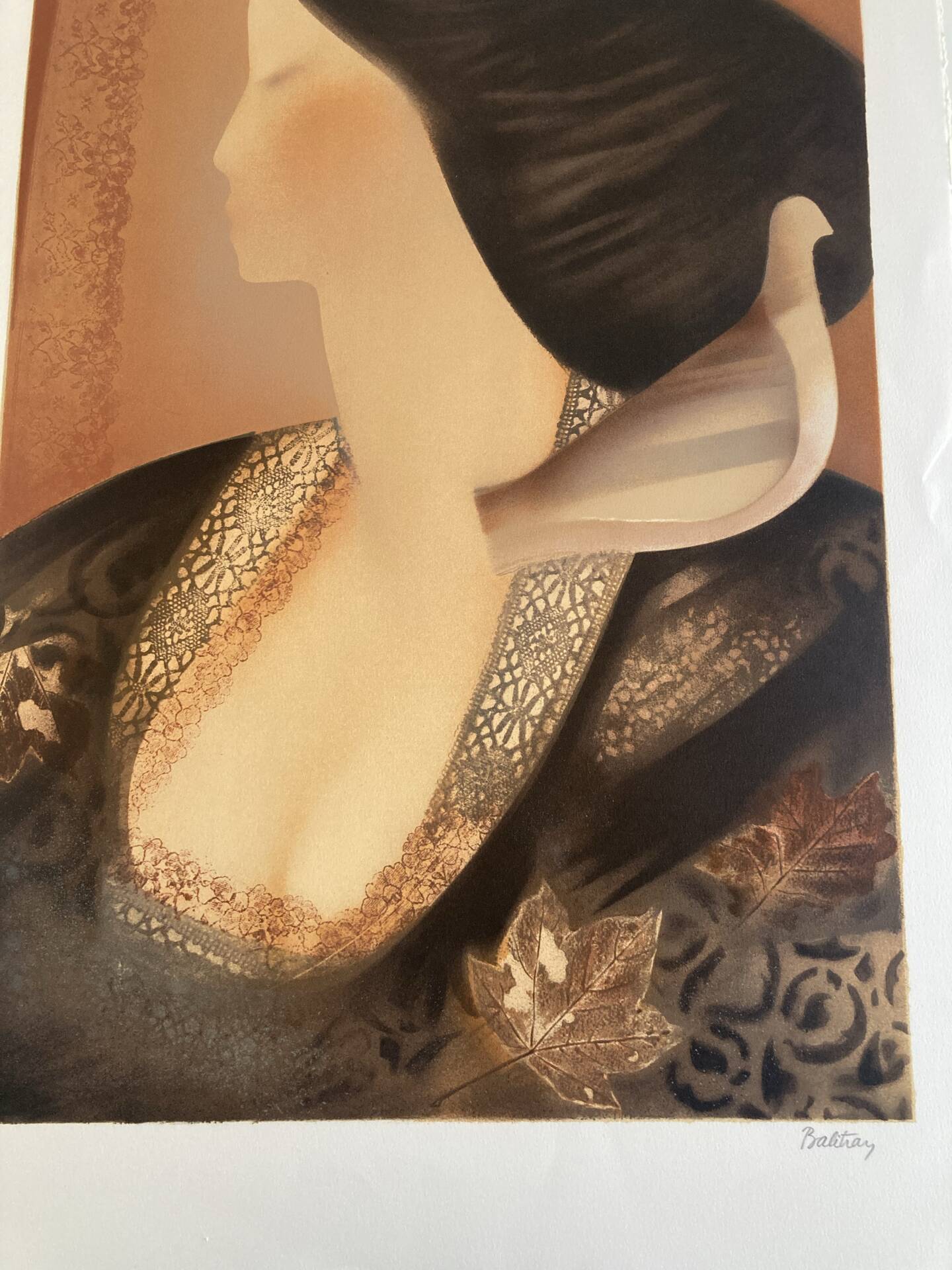 Lithograph (EA) signed Balitran - Portrait of a woman - Art Deco