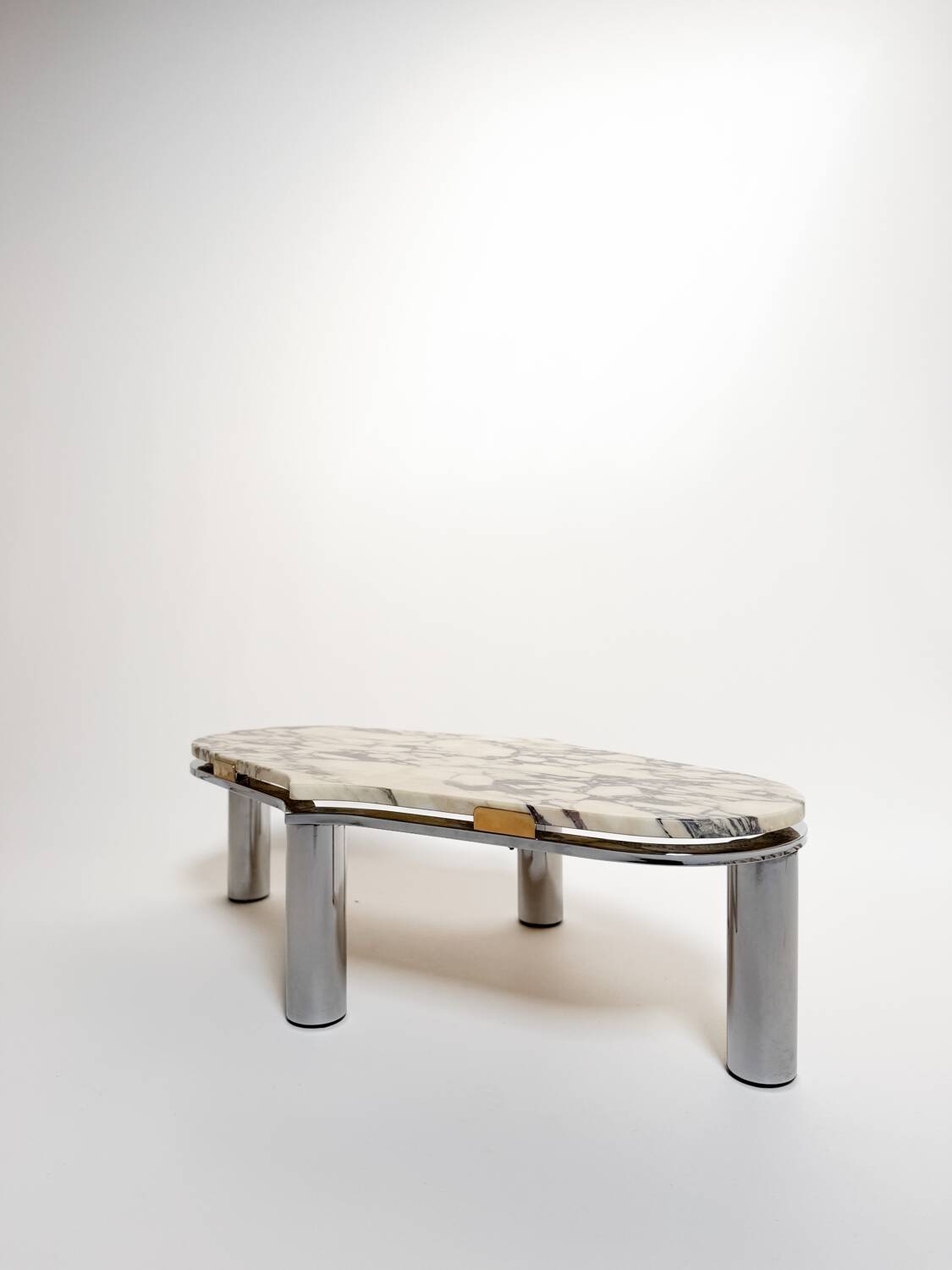 Table basse vintage chrome et marbre