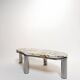 Table basse vintage chrome et marbre
