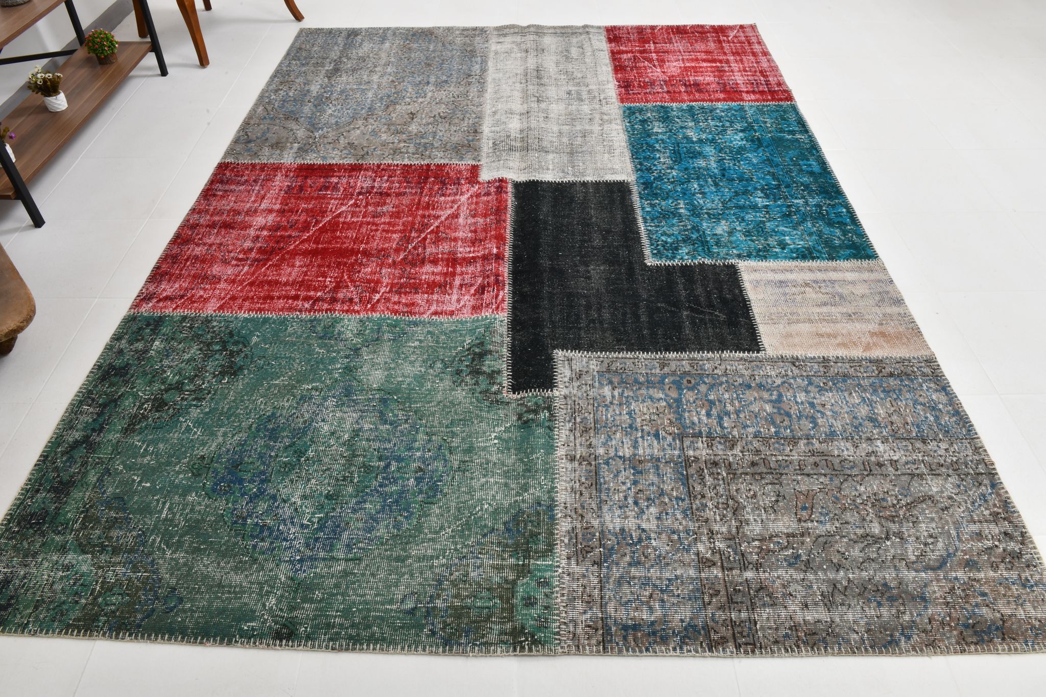 7x10 distressed multciolor vintage rug 301x220cm