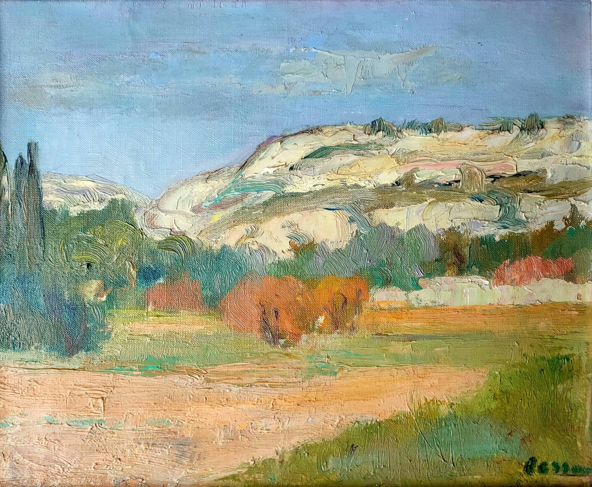 Painting besson (françois, 1904-1987) – hst (oil on canvas) – “les baux, 1969”