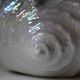 Large iridescent barbotine shell bowl, Italy vintage