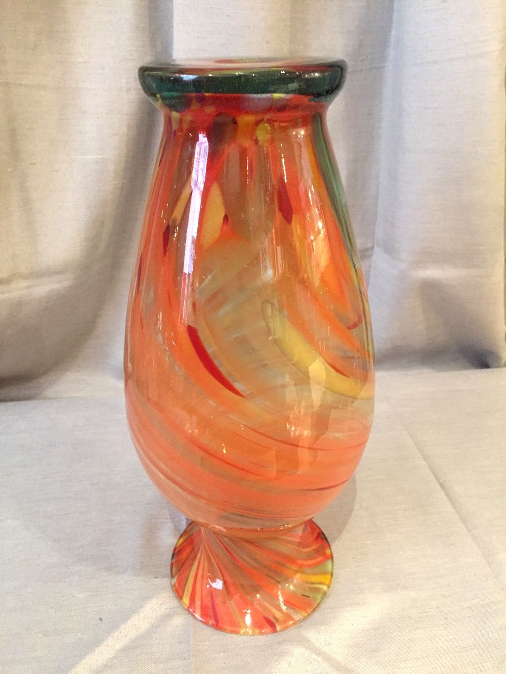 Vintage vase orange twist red and yellow