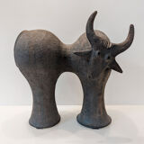 Large sandstone bull, by Dominique Pouchain, 2025