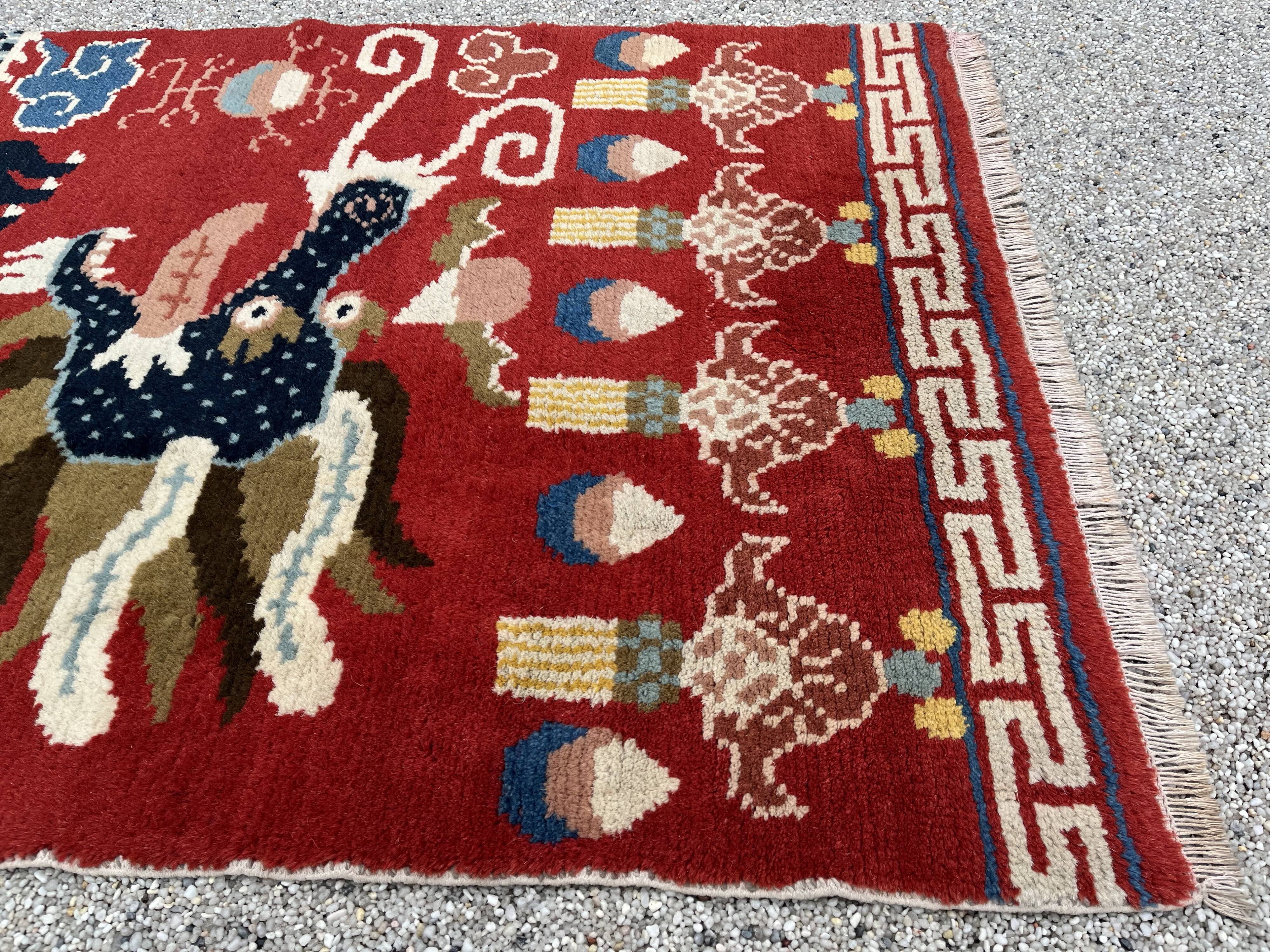 Ningxia, five-claw dragon carpet, Circa 1920