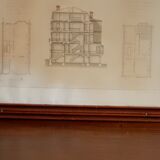 Lithograph building Paris architecture board ordinary brick