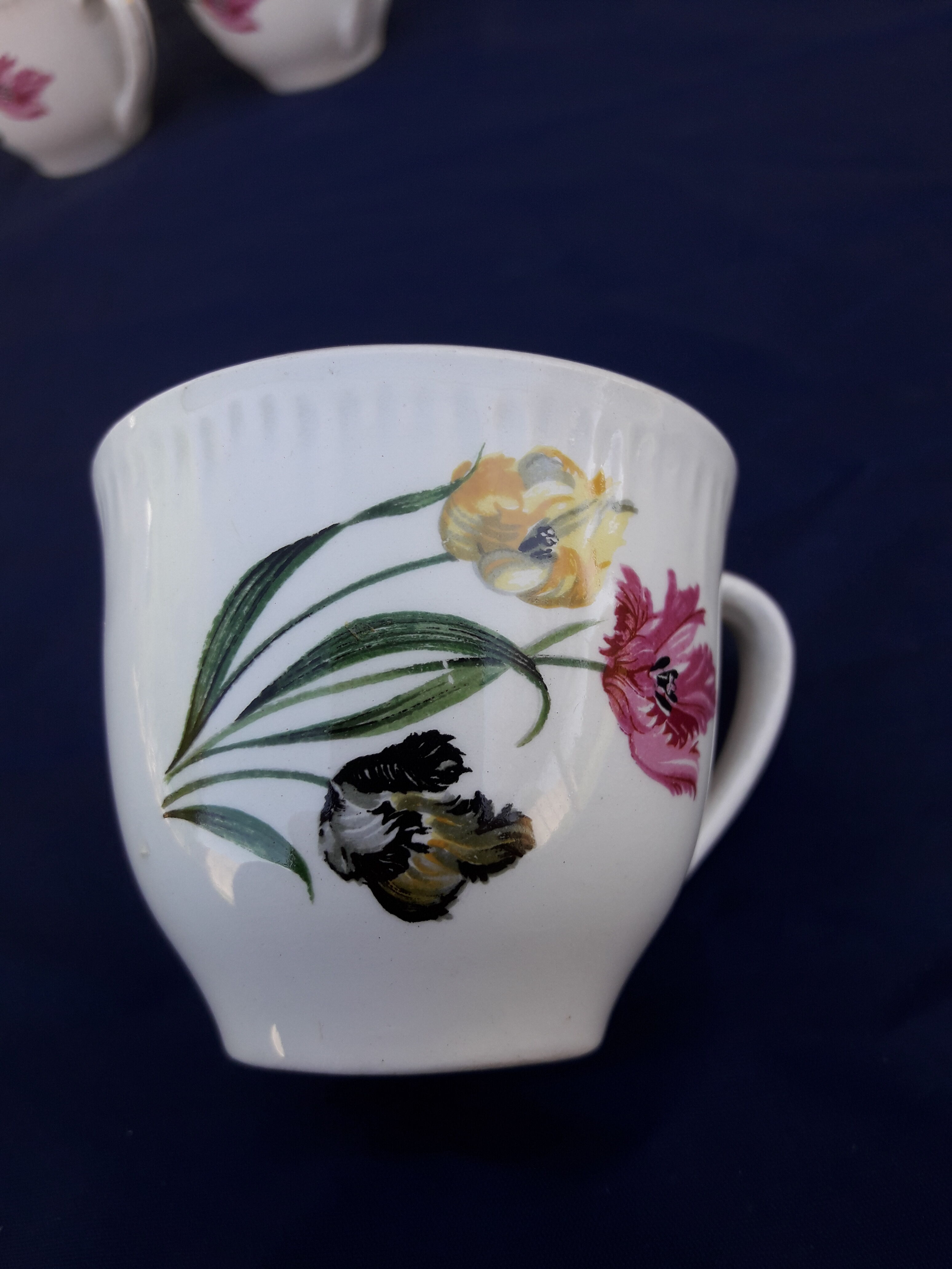 6 cups earthenware Digoin Sarreguemines tulip model No.13