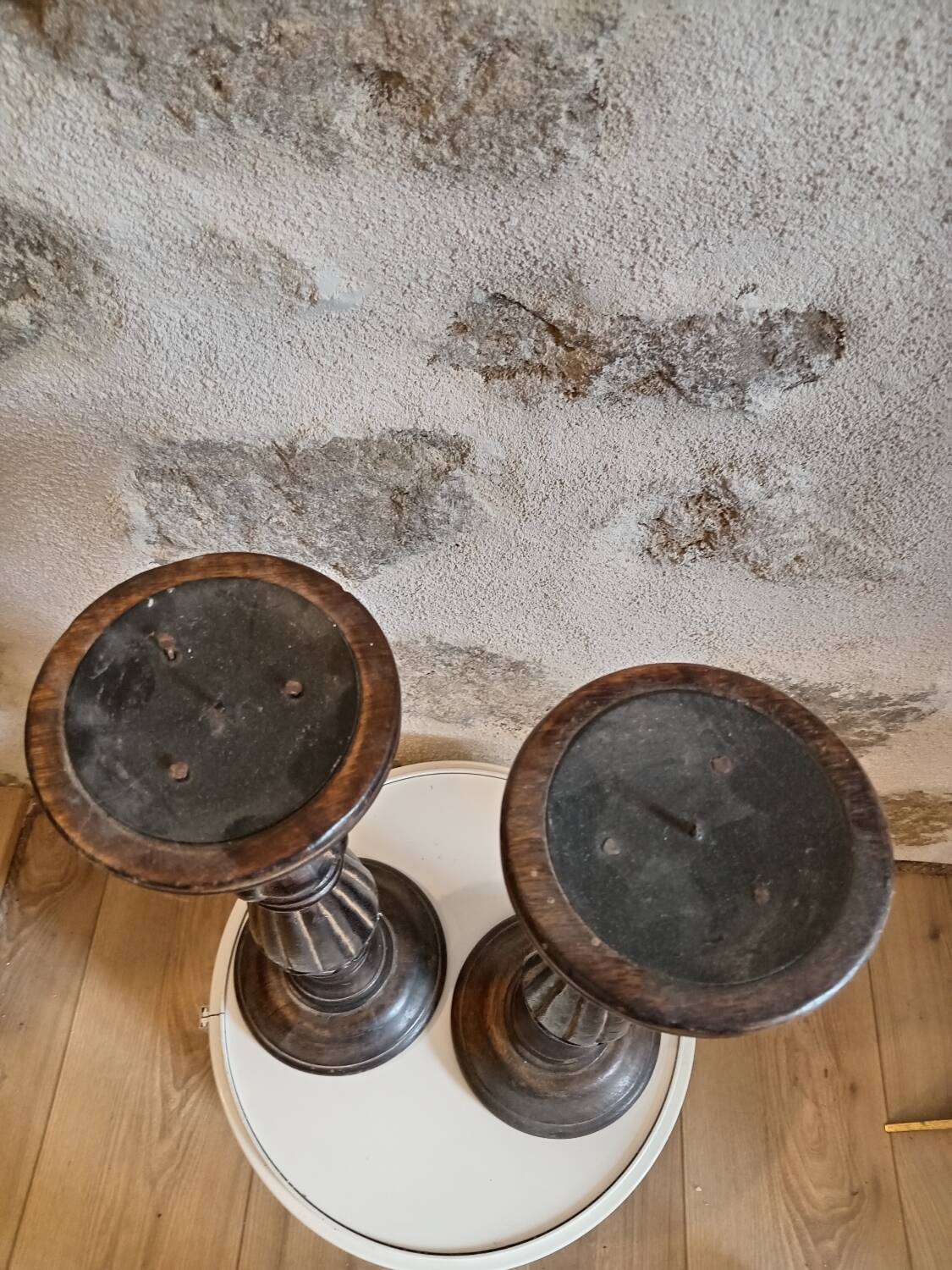 Pair of wooden candlesticks