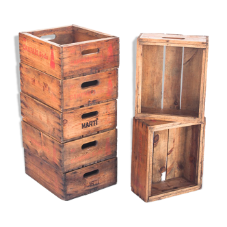 Set of 7 vintage wooden boxes "Campari", Spain 1940