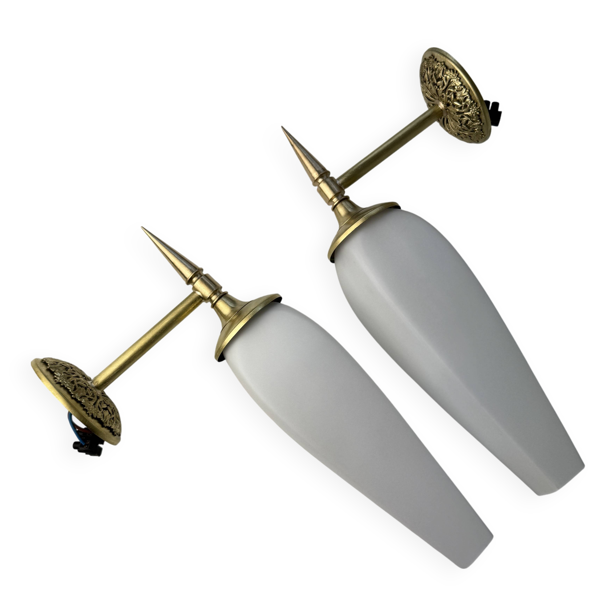 Pair of old vintage opaline wall lights