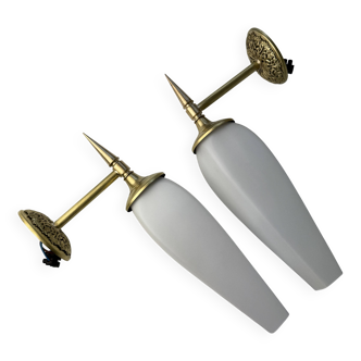 Pair of old vintage opaline wall lights