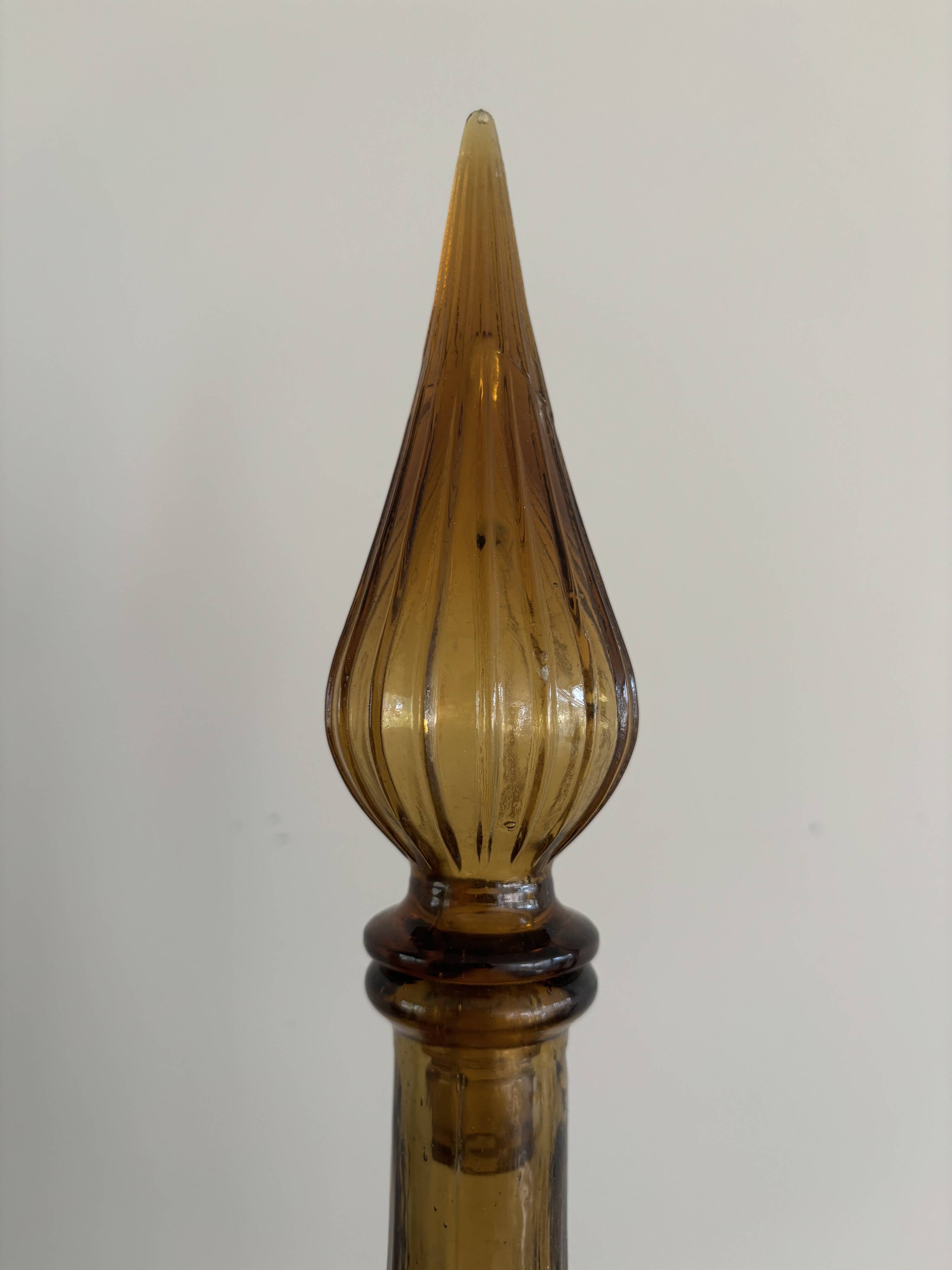 Vintage Empoli Glass Decanter with Stopper, Italy, 1960s