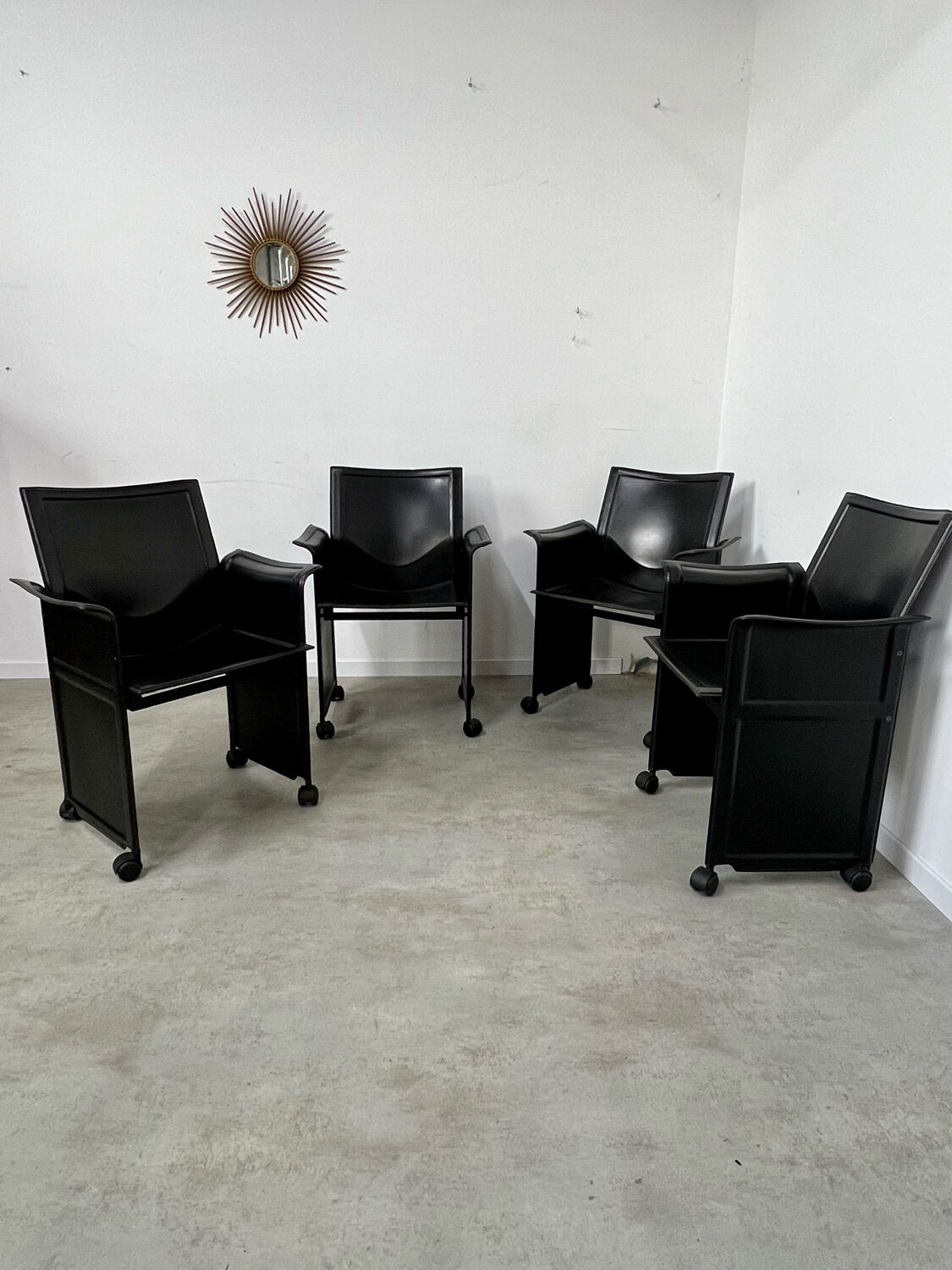 Lot 4 old armchairs "Korium" by Tito Agnoli for Matteo Grassi 1980