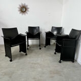 Lot 4 old armchairs "Korium" by Tito Agnoli for Matteo Grassi 1980