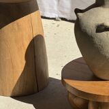 Natural solid mango side table (monoxyle) with conical legs.